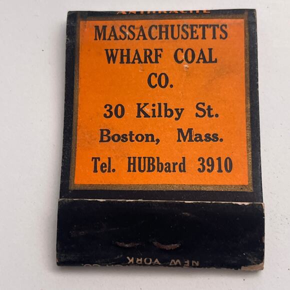 None Other - Massachusetts Wharf Coal Co 30 Kilby St Boston Vintage Matchbook Cover TB8-MB-7